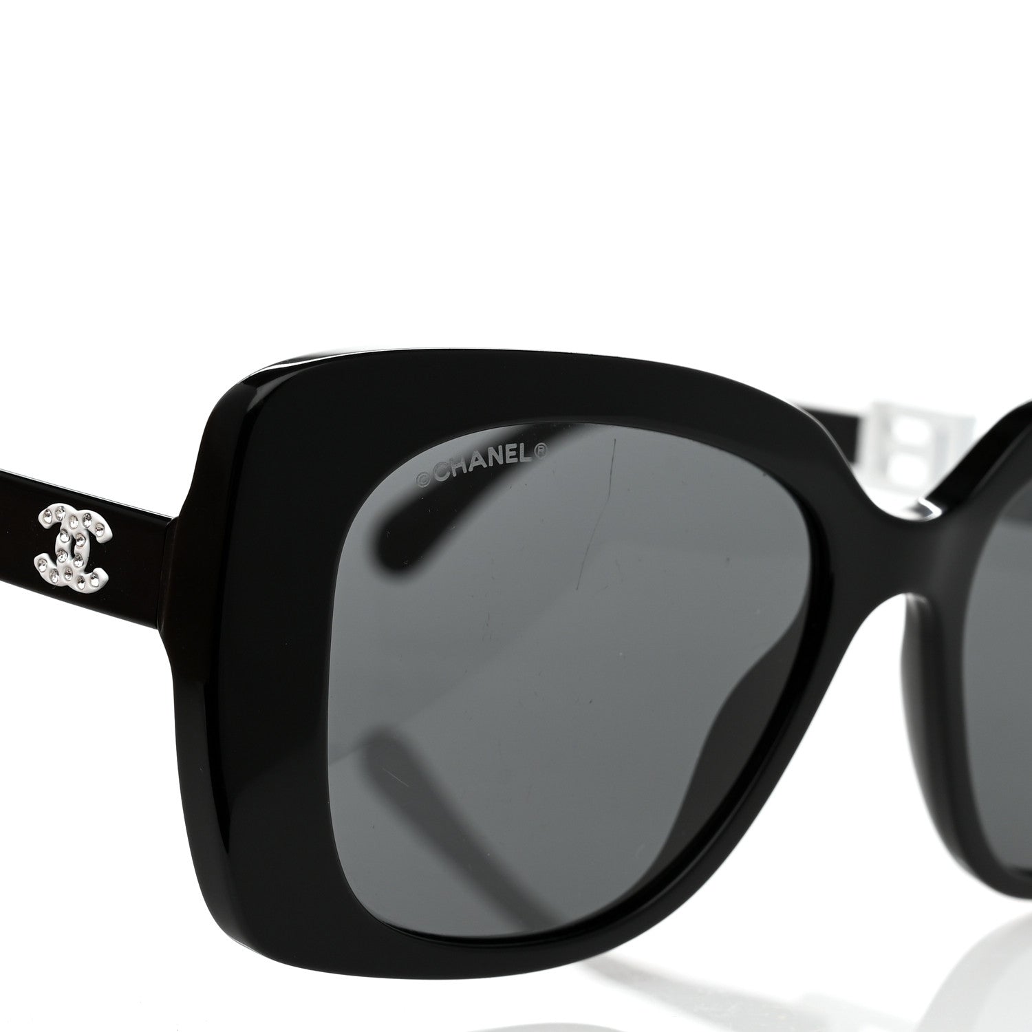 Chanel Acetate Strass Square Sunglasses 5422-B Black White 7 of 7