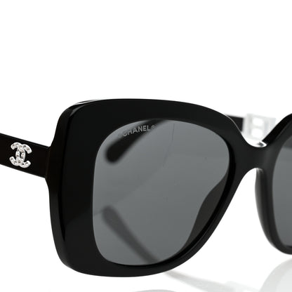 Chanel Acetate Strass Square Sunglasses 5422-B Black White 7 of 7