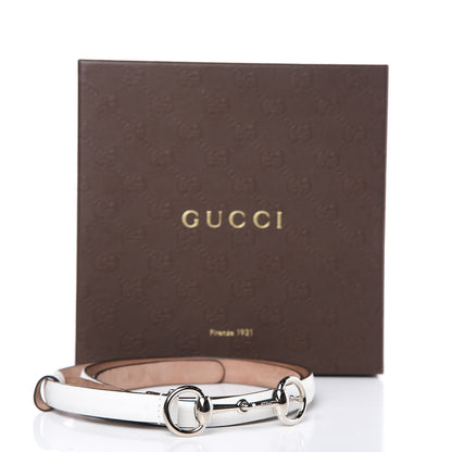 Gucci Calfskin Horsebit Skinny Belt 90 36 White 8 of 8