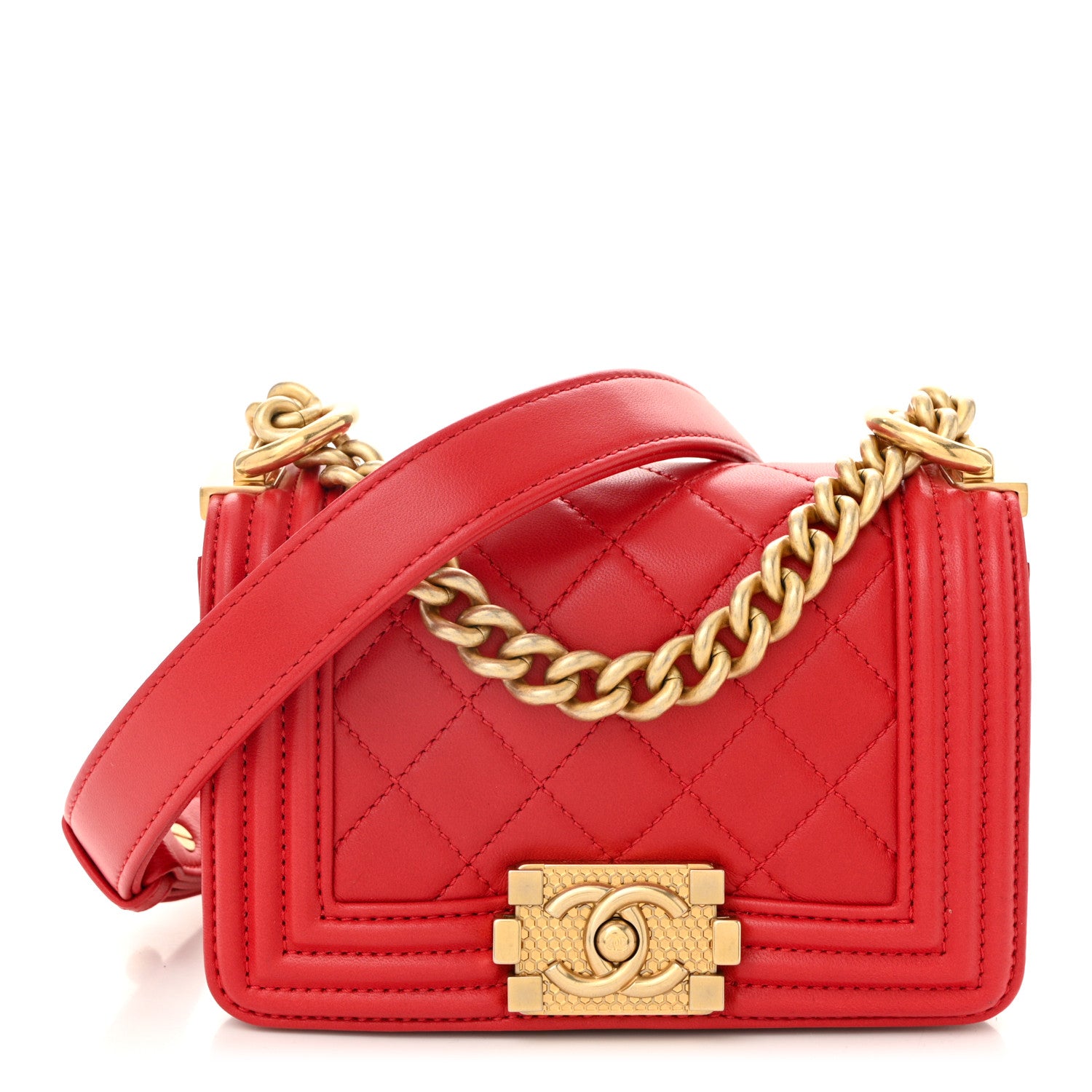 Chanel Lambskin Quilted Mini Boy Flap Red 1 of 11