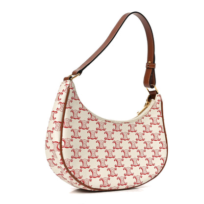 Celine Canvas Calfskin Ava Triomphe Shoulder Bag Red 2 of 8