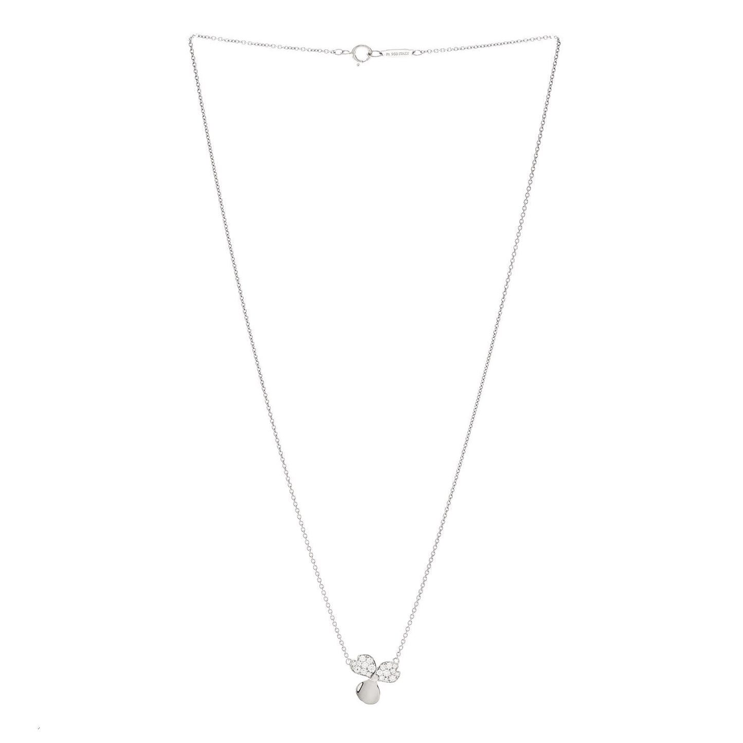 Platinum Diamond .17ctw Small Paper Flowers Pendant Necklace