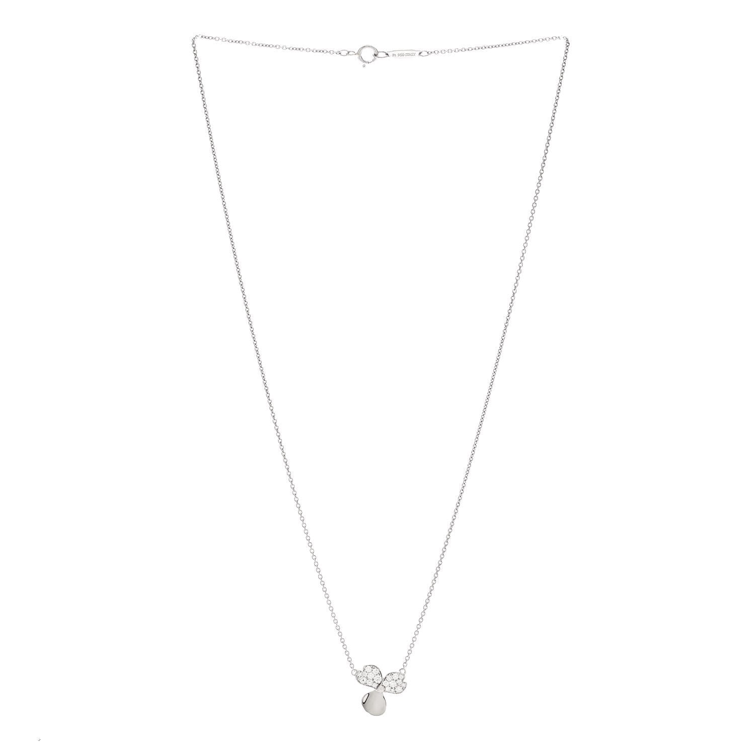 Tiffany Platinum Diamond .17ctw Small Paper Flowers Pendant Necklace 3 of 5