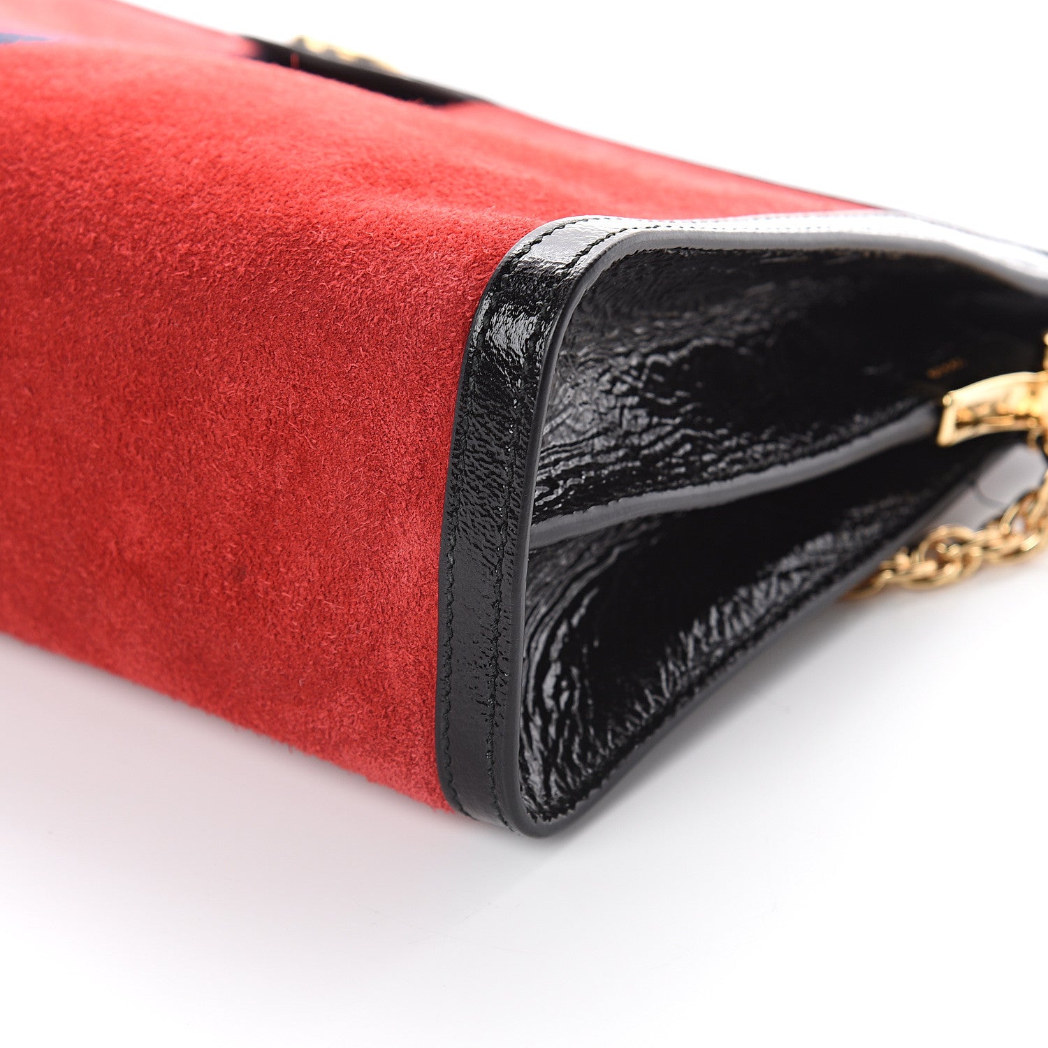Gucci Suede Patent Web Medium Ophidia Chain Shoulder Bag Hibiscus Red Black 8 of 8