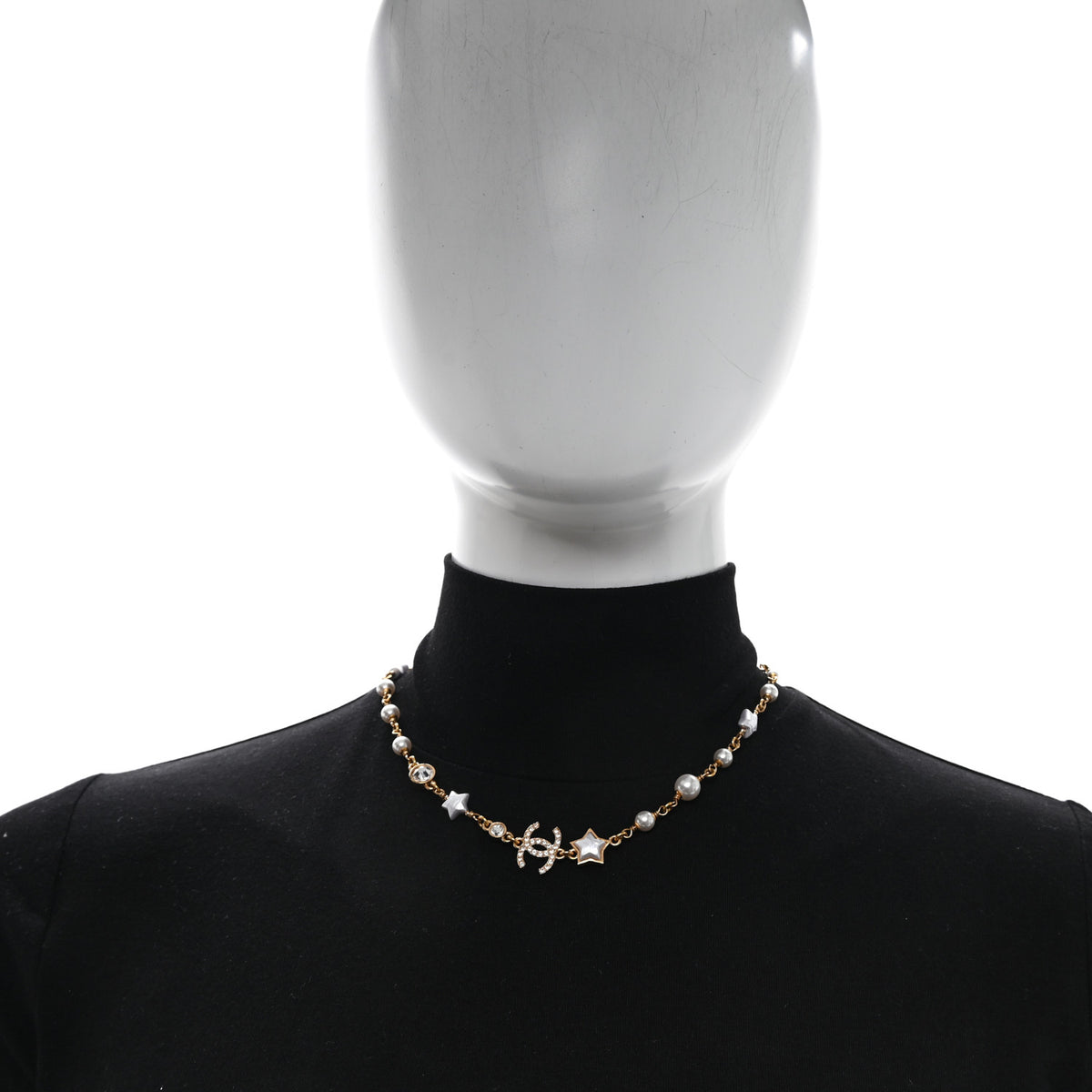 Metal Crystal Pearl CC Star Gold Pearly White