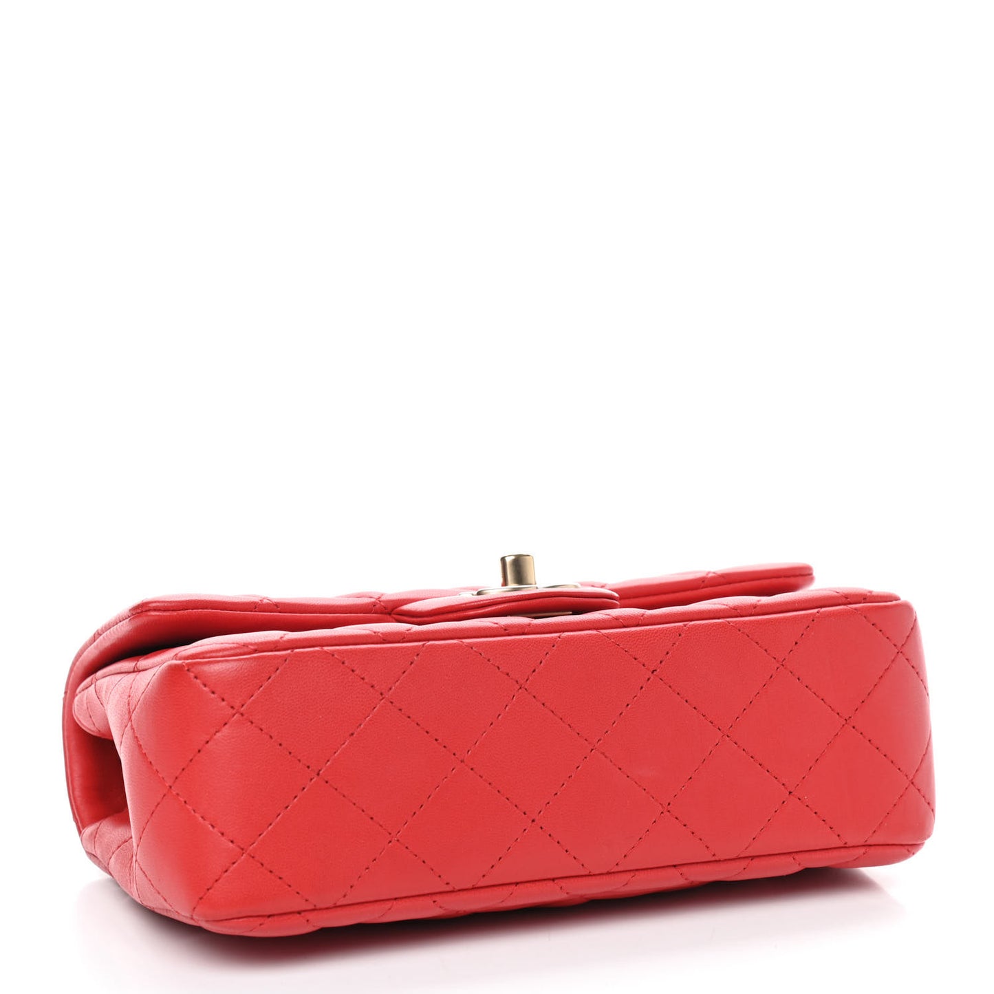 Lambskin Quilted Mini Rectangular Flap Red