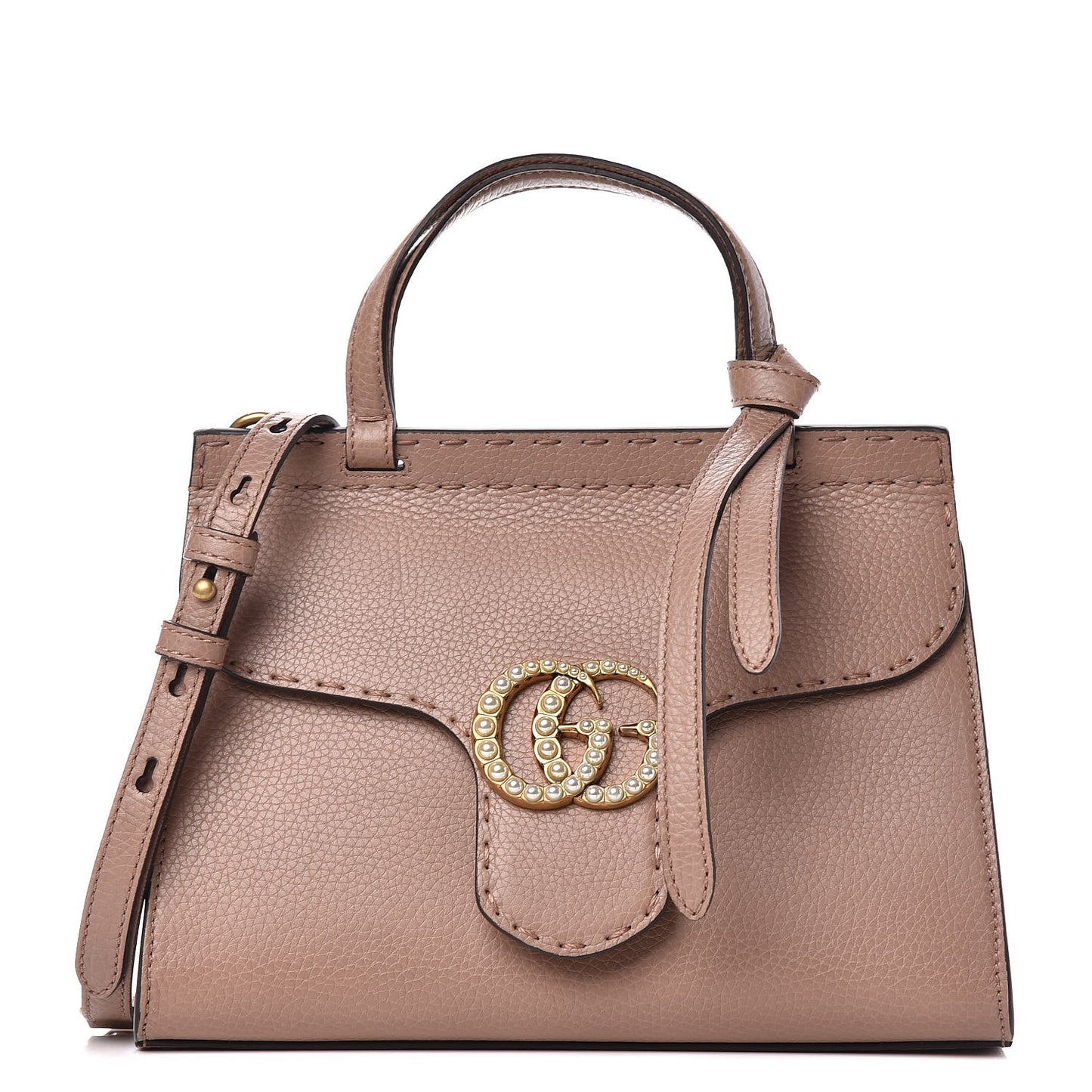 Calfskin Mini Pearly GG Marmont Top Handle Bag Porcelain Rose