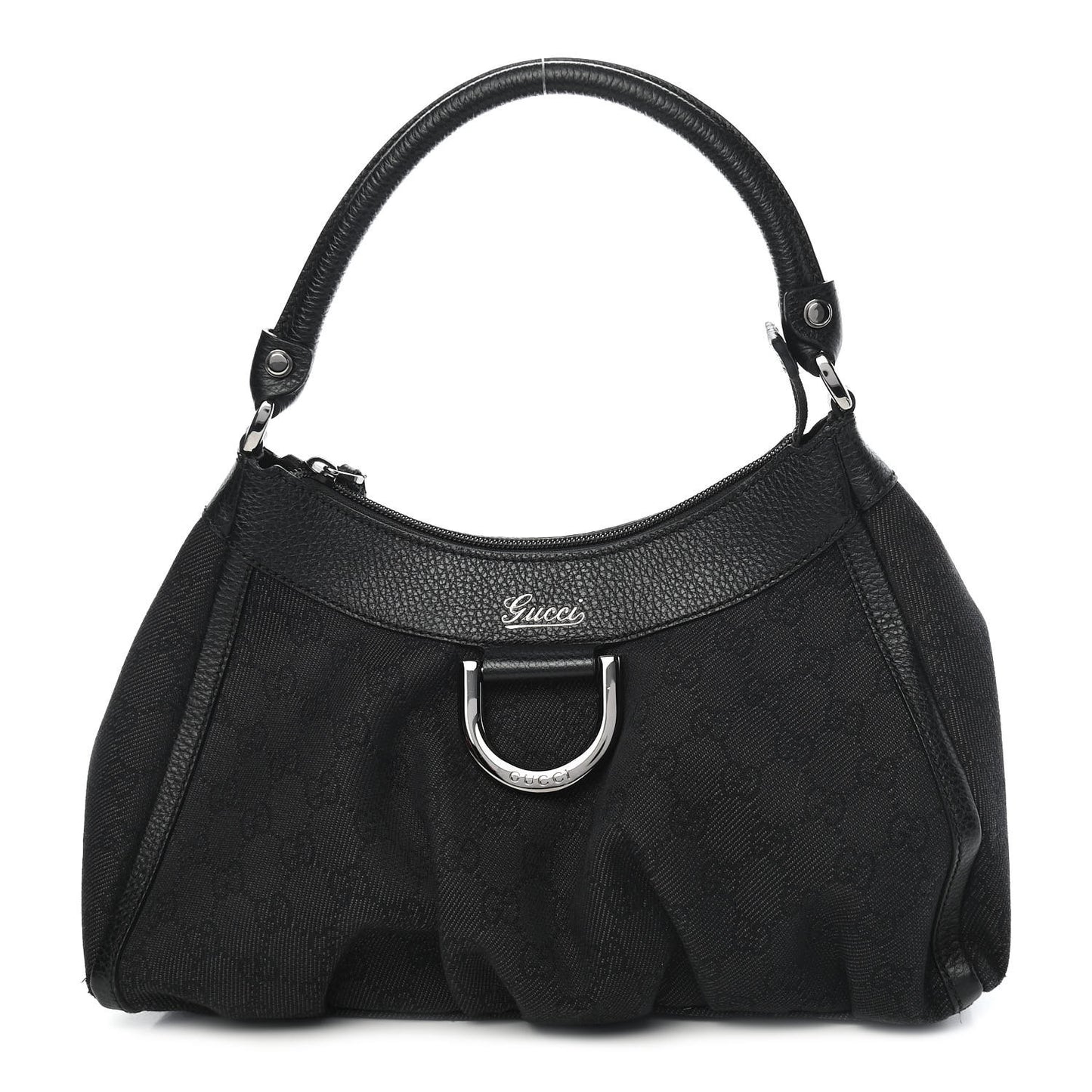 Monogram Medium D Gold Ring Hobo Black