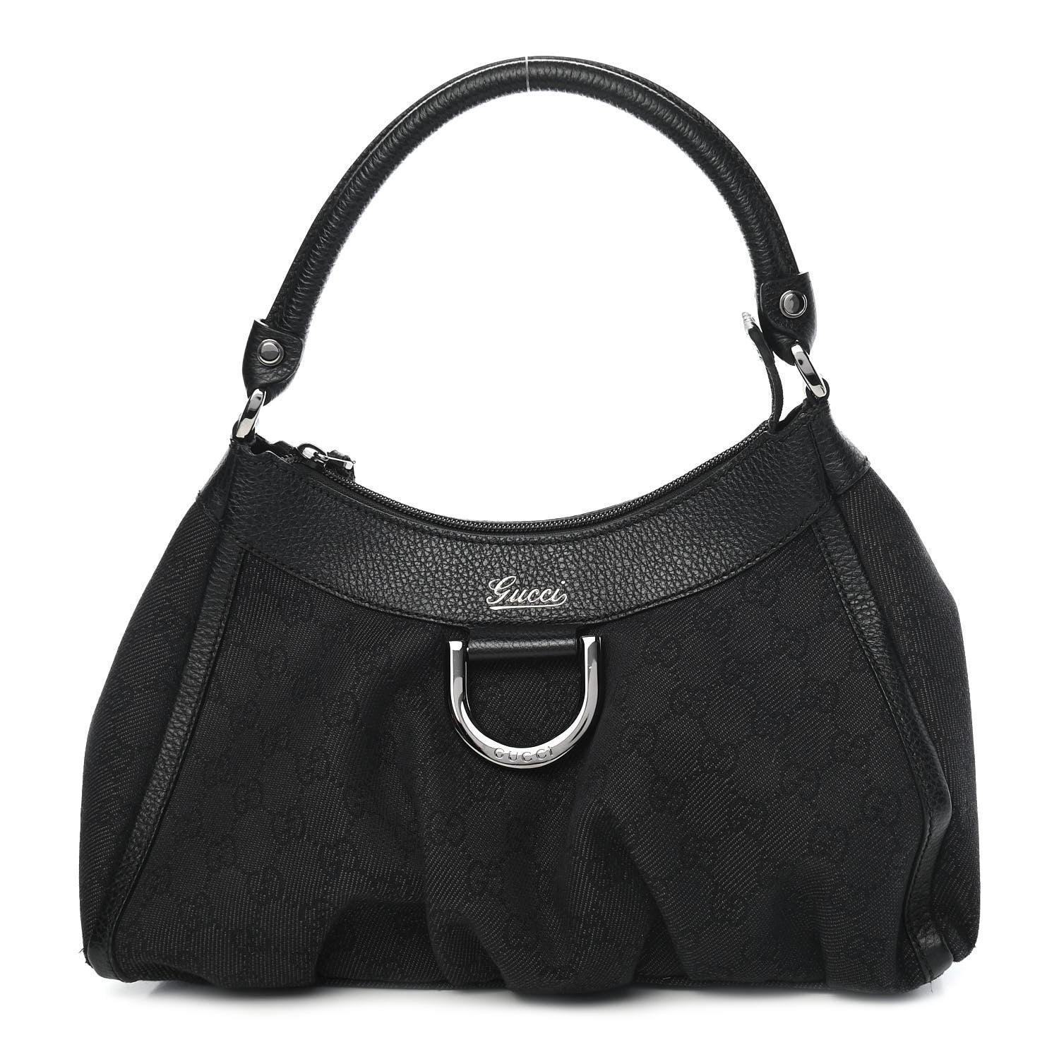 Gucci Monogram Medium D Gold Ring Hobo Black 1 of 10