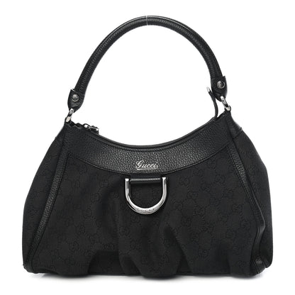 Gucci Monogram Medium D Gold Ring Hobo Black 1 of 10