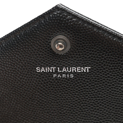 Saint Laurent Grain De Poudre Matelasse Chevron Monogram Monochrome Chain Wallet Black 6 of 11