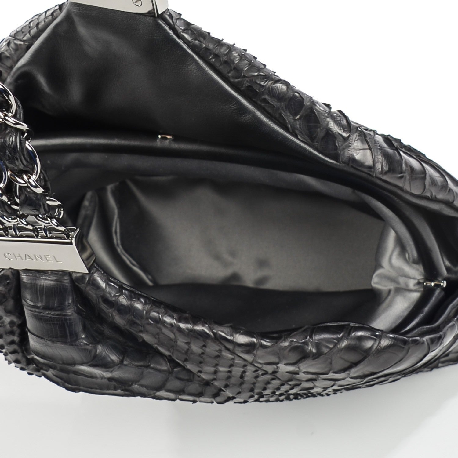 Chanel Python Mini Rock and Chain Hobo Black 5 of 7