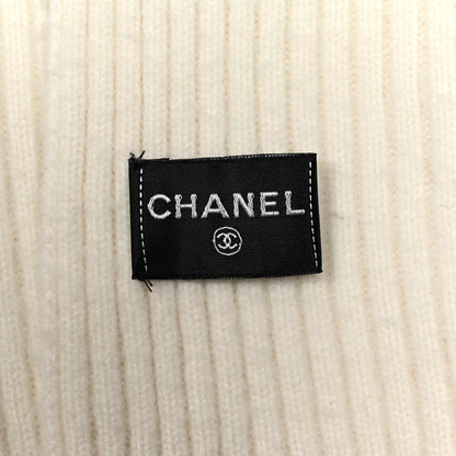 Chanel Cashmere Logo Scarf White Black 3 of 3
