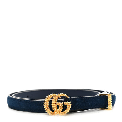 Gucci Suede Calfskin Torchon Double G 15mm Belt 70 28 Blue Agata 1 of 5