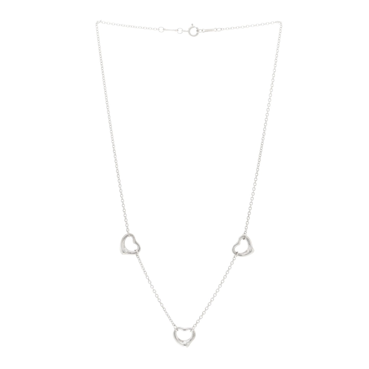 Sterling Silver Elsa Peretti 3 Open Hearts Necklace