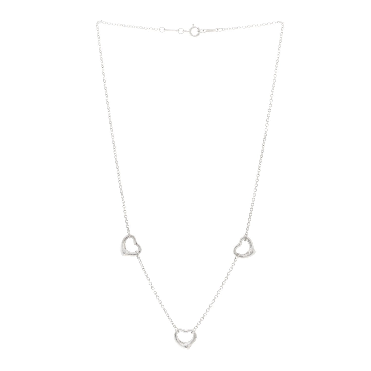 Tiffany Sterling Silver Elsa Peretti 3 Open Hearts Necklace 3 of 4