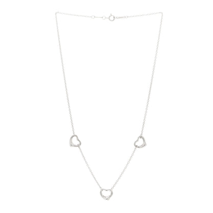 Tiffany Sterling Silver Elsa Peretti 3 Open Hearts Necklace 3 of 4