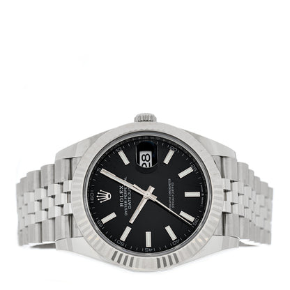 Rolex Stainless Steel 18K White Gold 41mm Oyster Perpetual Datejust Watch Black 126334 2 of 5