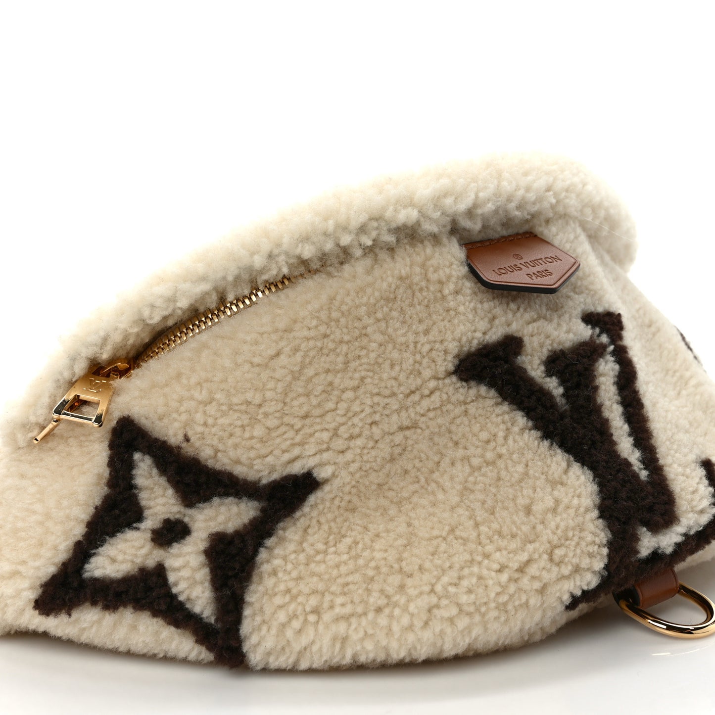 Shearling Monogram LV Ski Bumbag Cream Brown