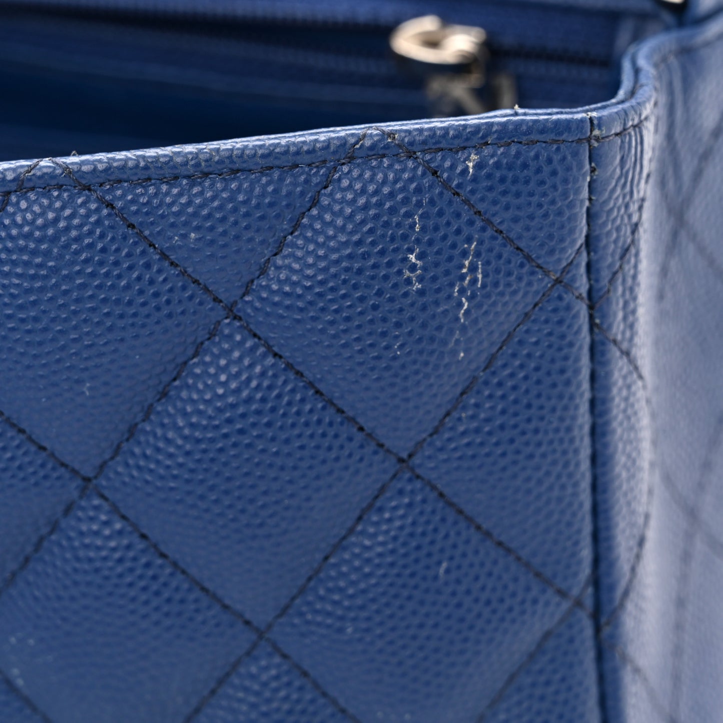 Caviar Quilted Mini Rectangular Flap Blue