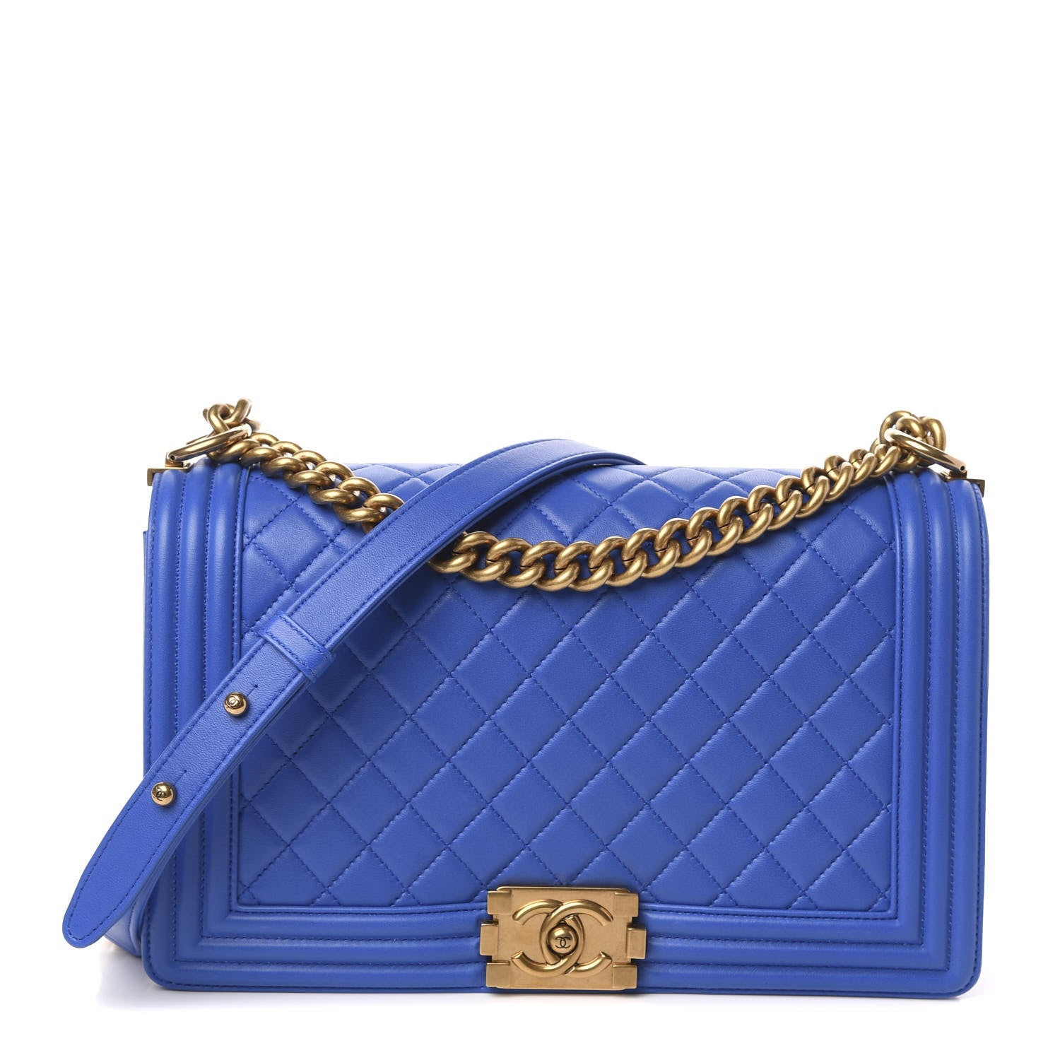 Chanel Lambskin Quilted New Medium Boy Flap Blue 1 of 11