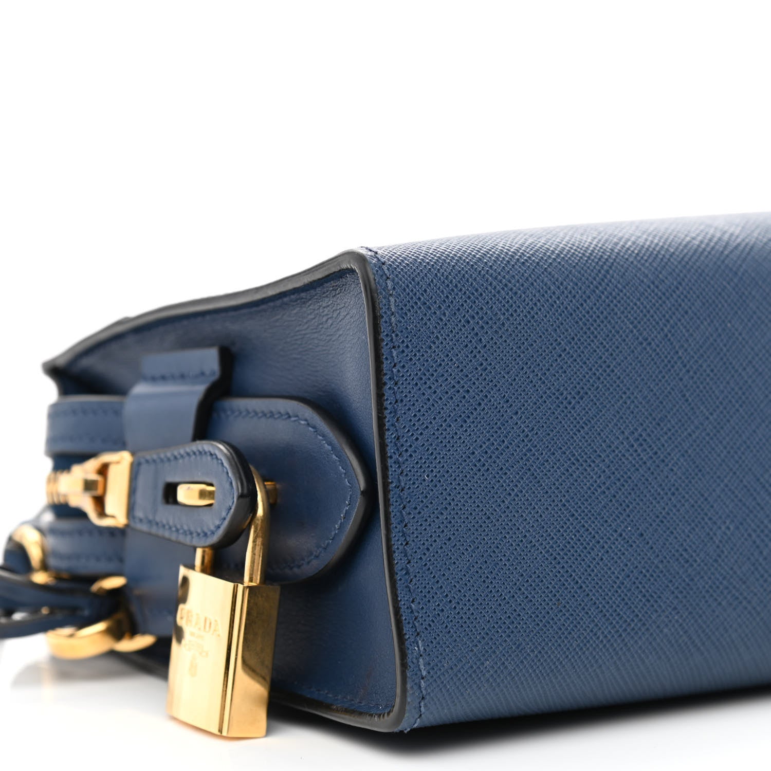 Prada Saffiano City Calfskin Esplanade Crossbody Bag Bleuette 9 of 12