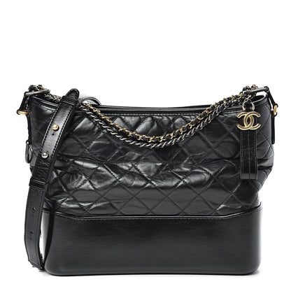 Chanel Aged Calfskin Quilted Medium Gabrielle Hobo Black 1 of 14