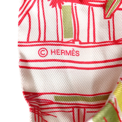 Hermes Silk Rayures D'ete Twilly Rose Bleu Vert 3 of 4