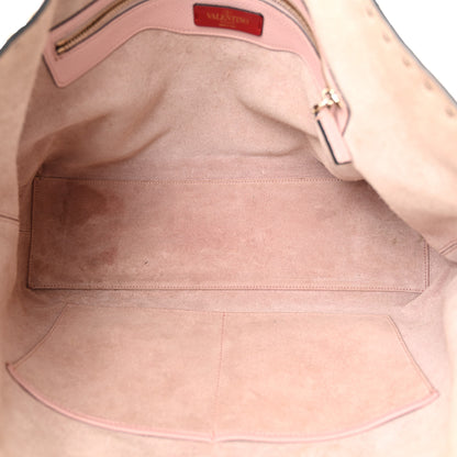 Valentino Garavani Grained Calfskin Rockstud Shoulder Tote Water Rose 6 of 14
