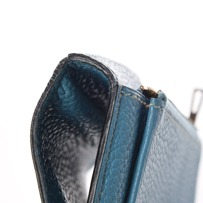Hermes Taurillon Clemence Dogon Compact Wallet Blue Jean 8 of 12