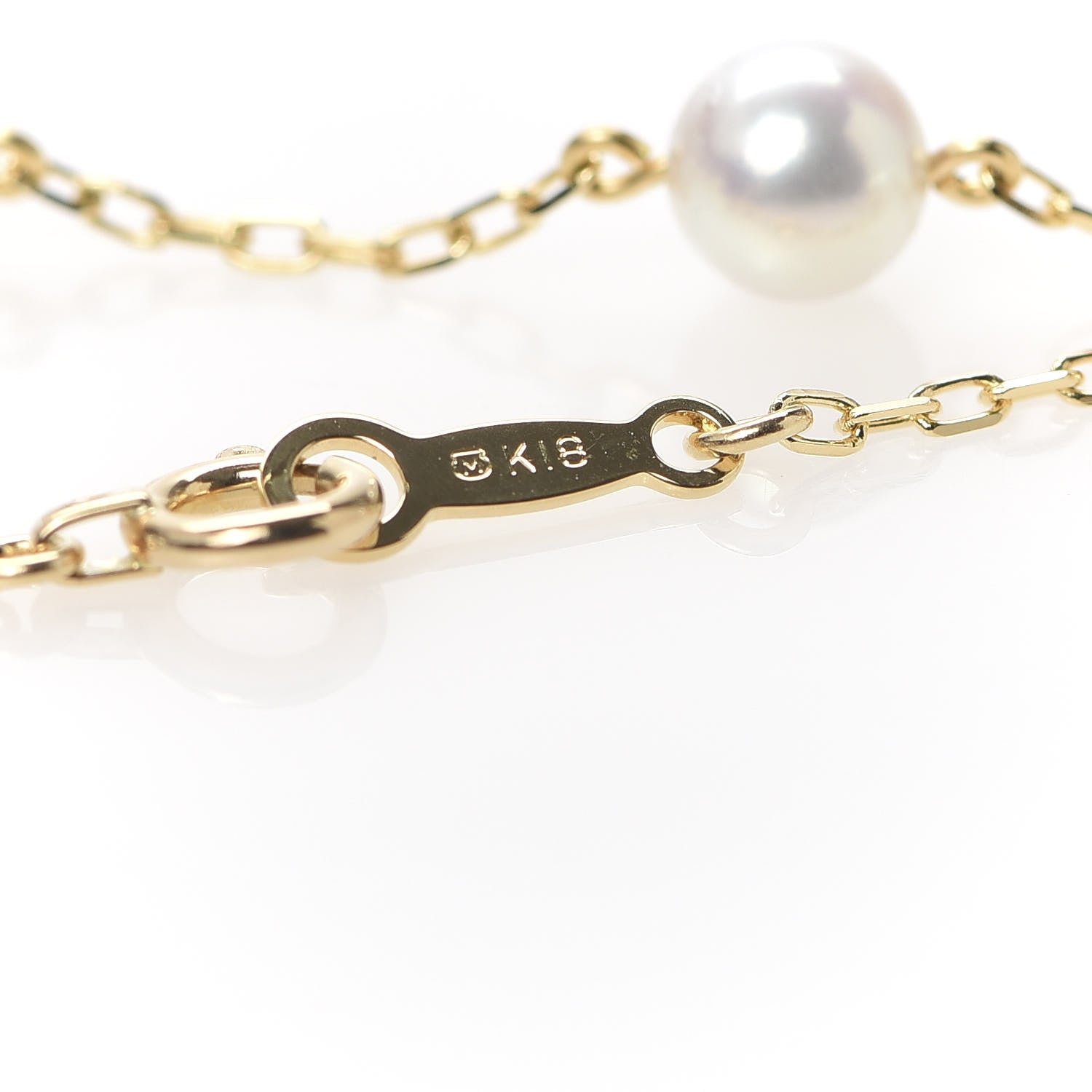 Mikimoto 18K Yellow Gold Akoya Pearl 5mm Station Bracelet 5 of 7