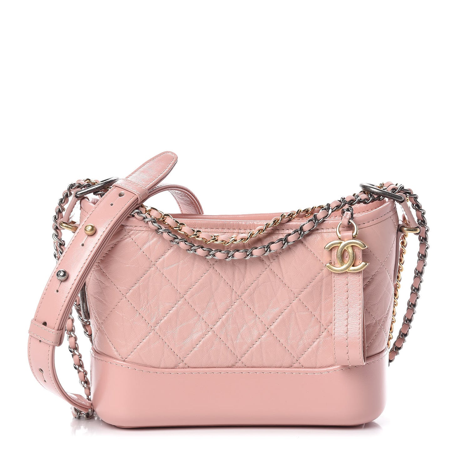 Aged Calfskin Quilted Small Gabrielle Hobo Pink