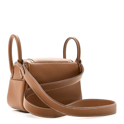 Hermes Taurillon Clemence Mini Lindy 20 Gold 3 of 11