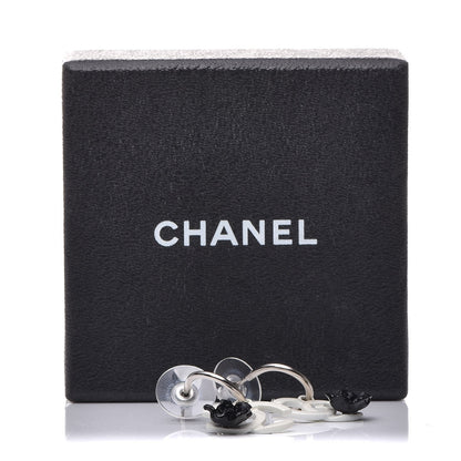 Chanel Enamel CC Camellia Drop Earrings White 5 of 5