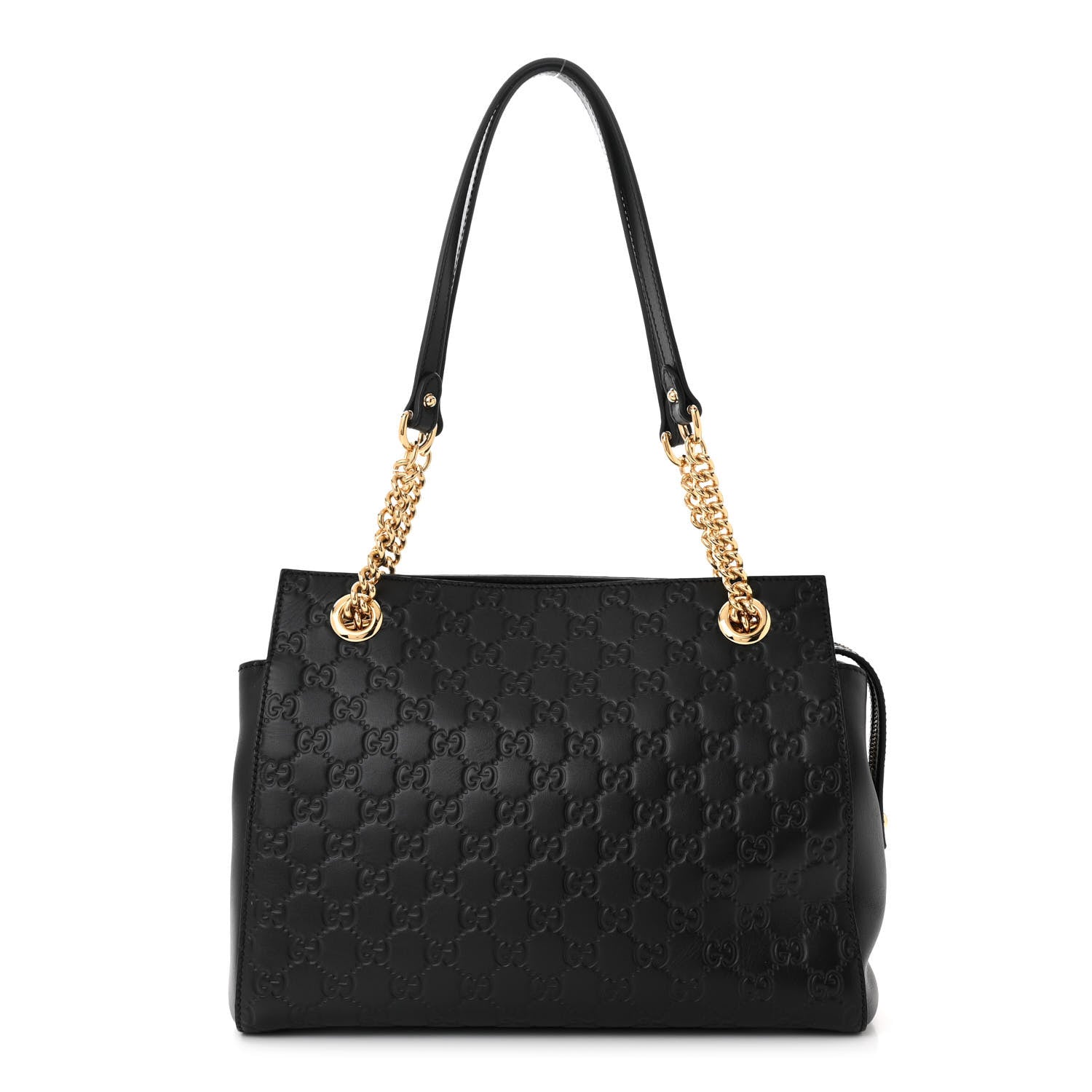 Gucci Guccissima Signature Medium Shoulder Tote Bag Black 1 of 10