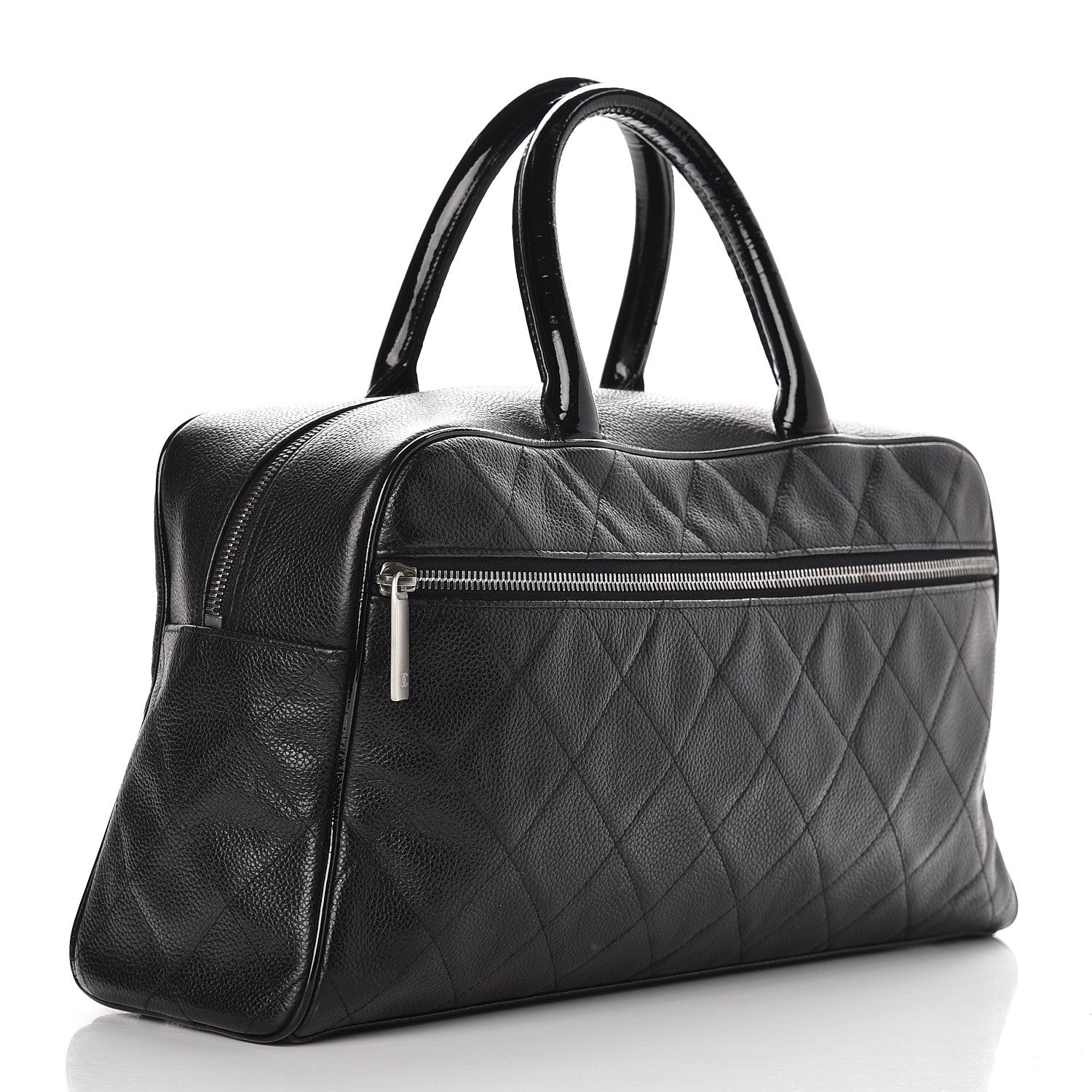 Chanel Caviar Patent Quilted Large Bowler Black 3 of 11