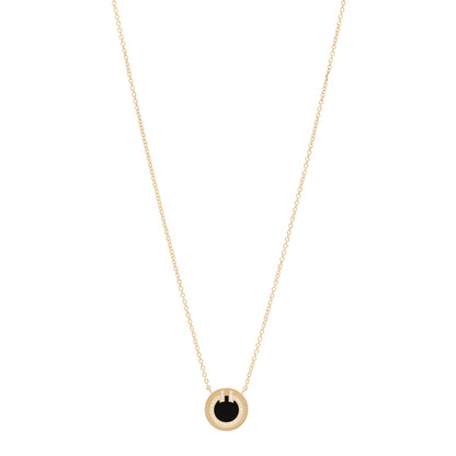 Tiffany 18K Yellow Gold Diamond Black Onyx Small T Circle Pendant Necklace 1 of 7