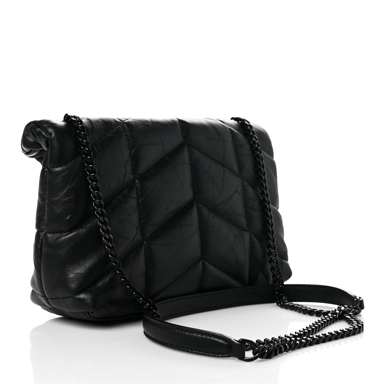 Saint Laurent Quilted Mini Loulou Puffer Monogram Chain Satchel Black 2 of 9