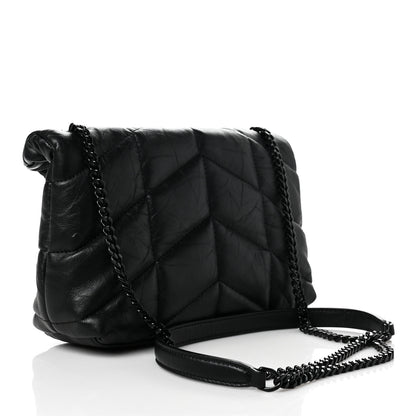 Saint Laurent Quilted Mini Loulou Puffer Monogram Chain Satchel Black 2 of 9