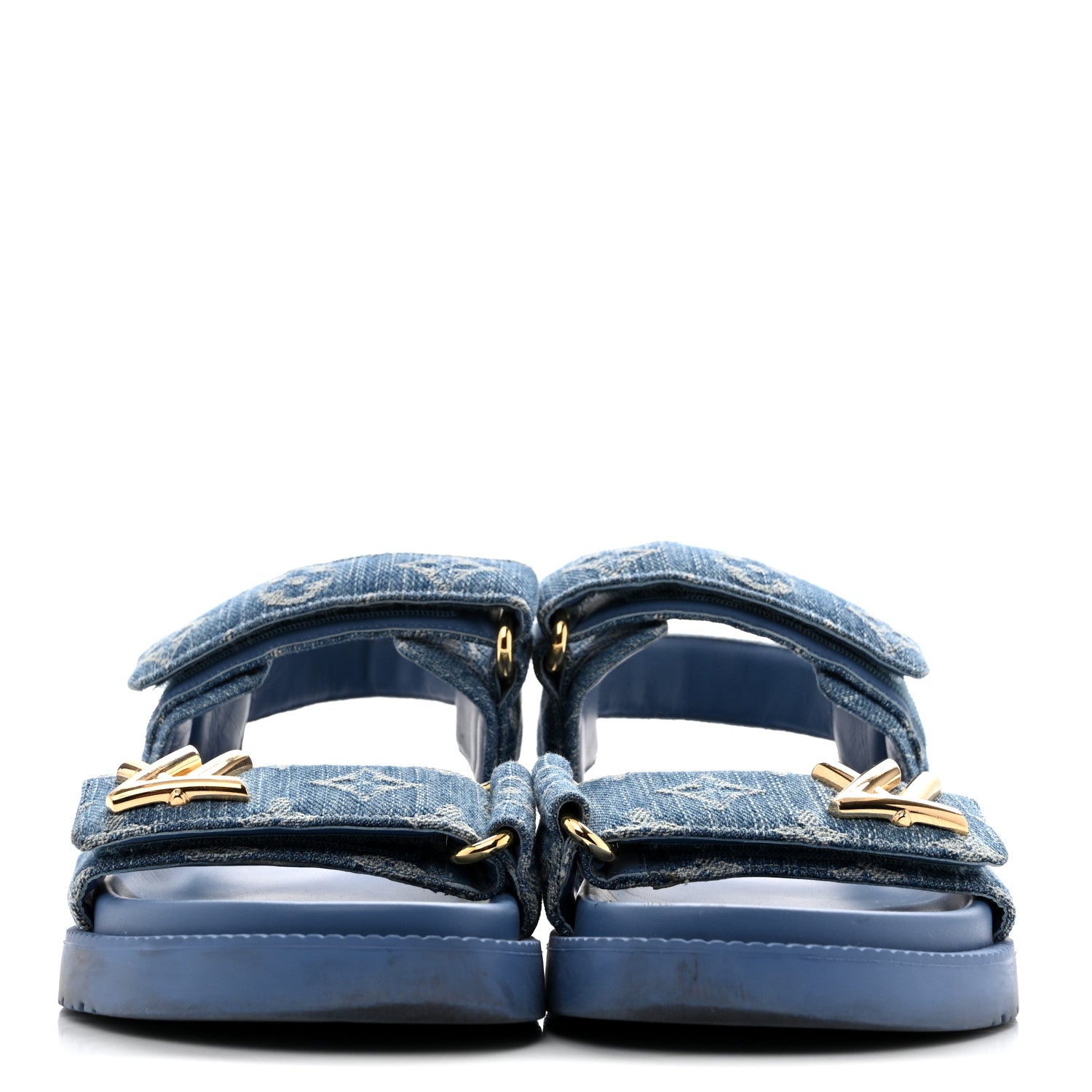 Louis Vuitton Denim Monogram LV Sunset Comfort Flat Sandals 37 Blue 3 of 11