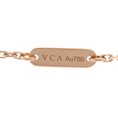Van Cleef & Arpels 18K Rose Gold Diamond Pink Porcelain Vintage Alhambra Pendant Necklace 5 of 6