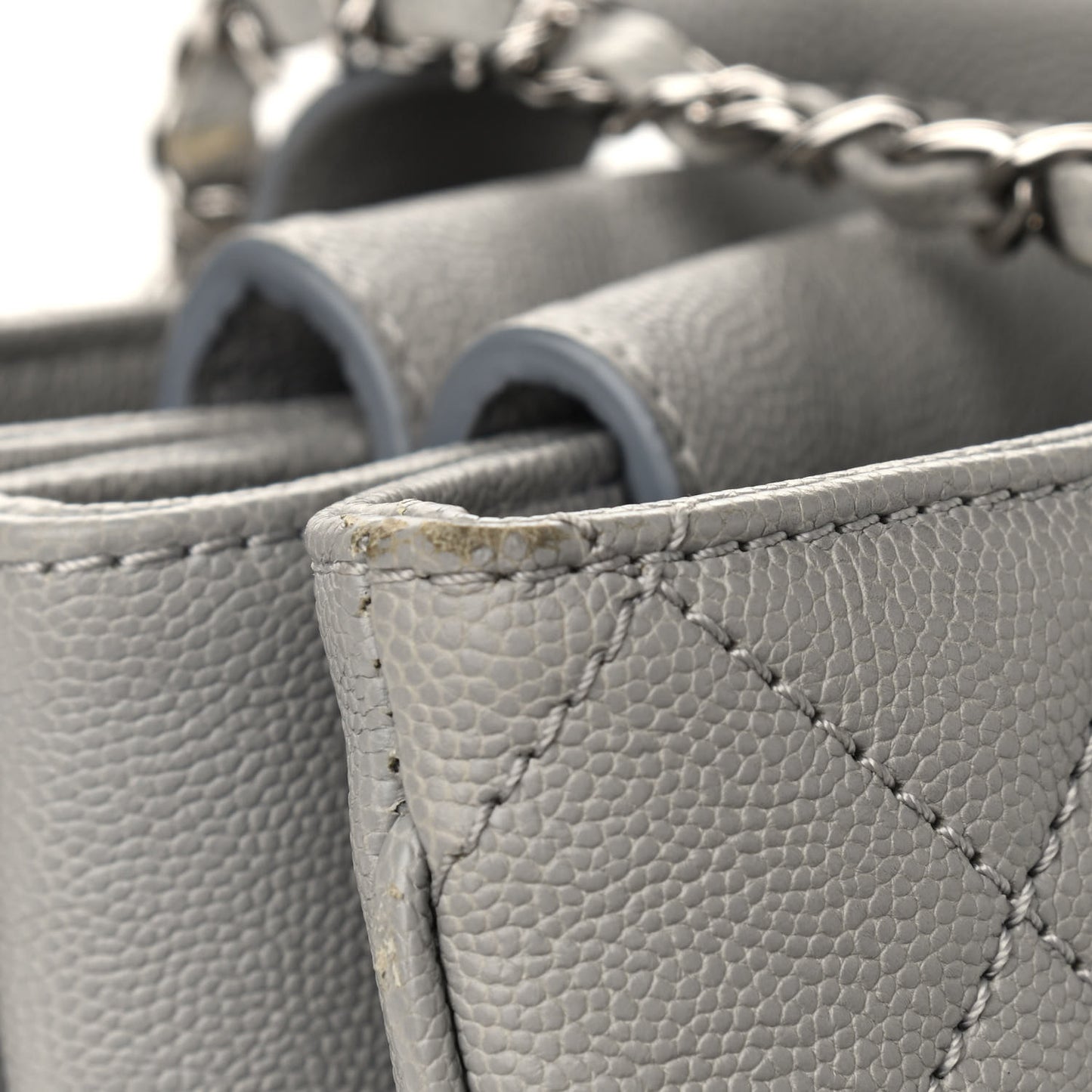 Caviar Quilted Large Urban Companion Top Handle Shopping Tote Grey