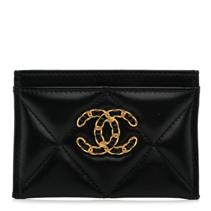 Chanel Lambskin Quilted Chanel 19 Card Holder Black 1 of 9