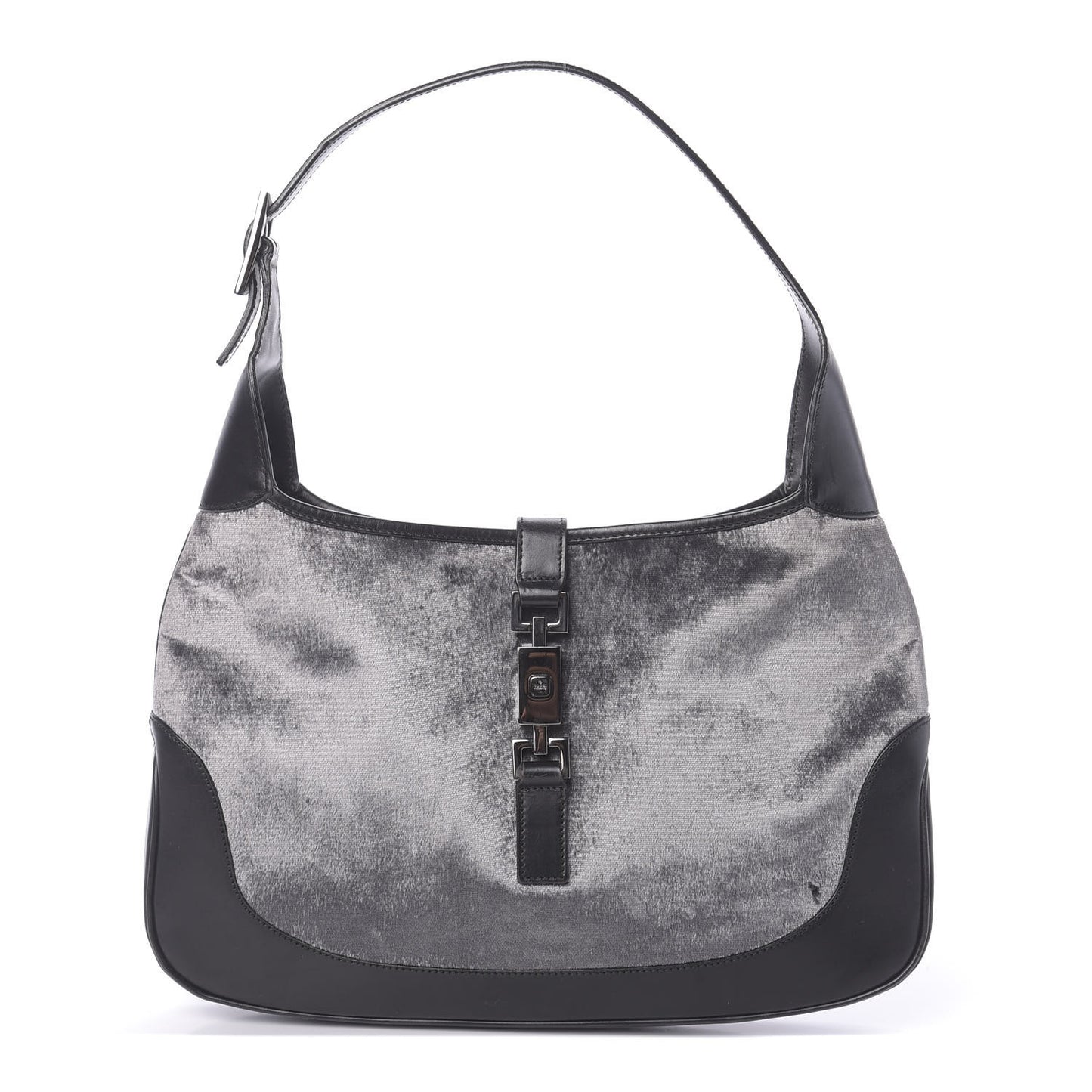 Velvet Calfskin Jackie O Hobo Grey Black