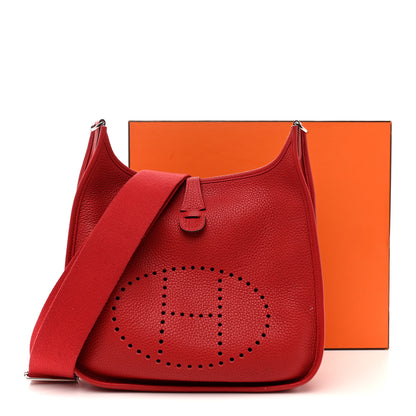 Hermes Taurillon Clemence EVELYNE III PM Rouge Casaque 14 of 14