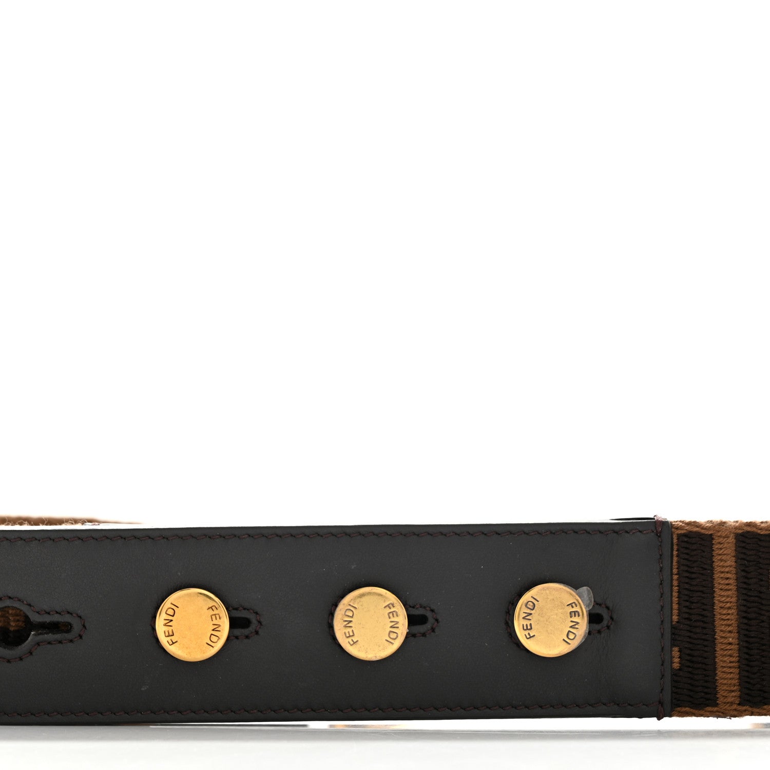 Fendi Ribbon Vitello Century FF 1974 Flat Studded Strap You Fango Marrone Ebano 6 of 6