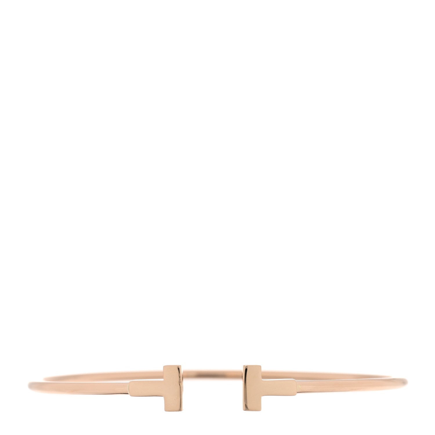 Tiffany 18K Rose Gold Narrow T Wire Bracelet 1 of 4