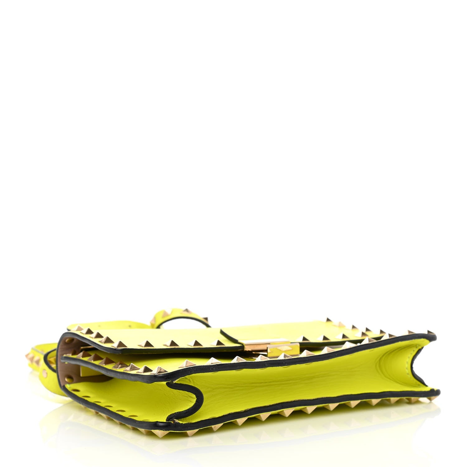 Valentino Garavani Calfskin Rockstud Top Handle Crossbody Bag Yellow Fluo 4 of 8