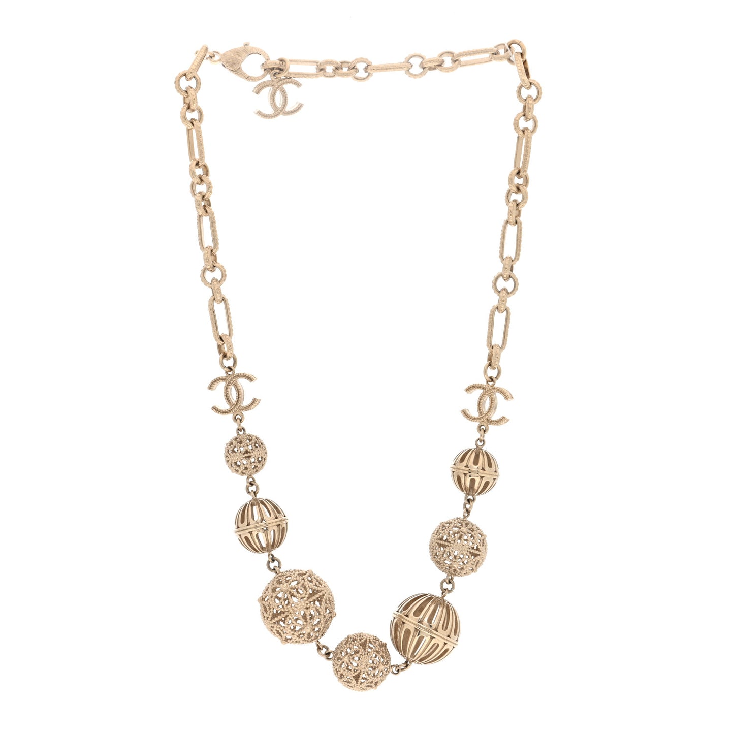 Metal CC Ball Chain Necklace Gold Gold