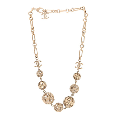 Chanel Metal CC Ball Chain Necklace Gold Gold 3 of 4